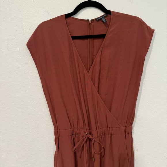 Eileen Fisher Russet Brown Crepe Faux Wrap Wide Leg Crop Jumpsuit XXS - Picture 3 of 7